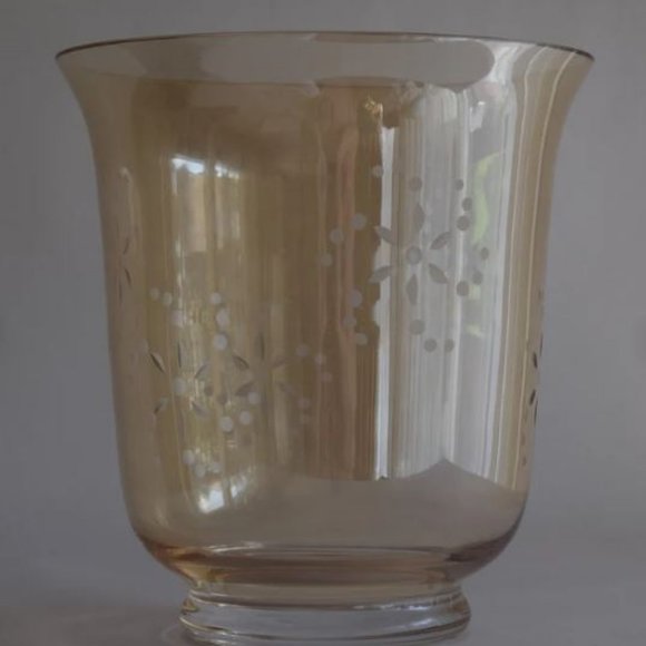 Very Large Glass Vintage PARTYLITE Golden Lustre Hurricane Candle Holder - Picture 5 of 6